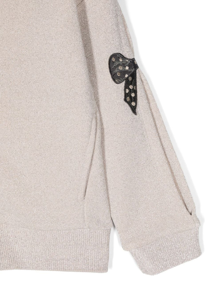 Sweatshirt for girls in beige cotton blend
