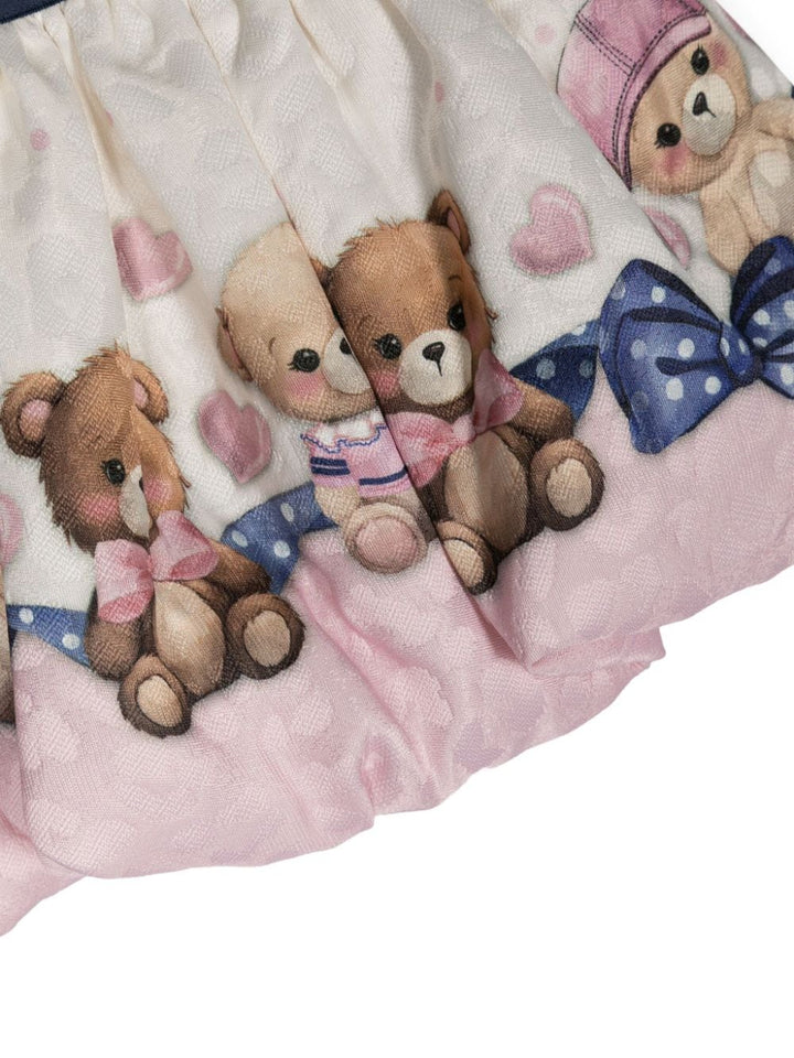 GONNA PER NEONATA BIANCA CON STAMPA TEDDY