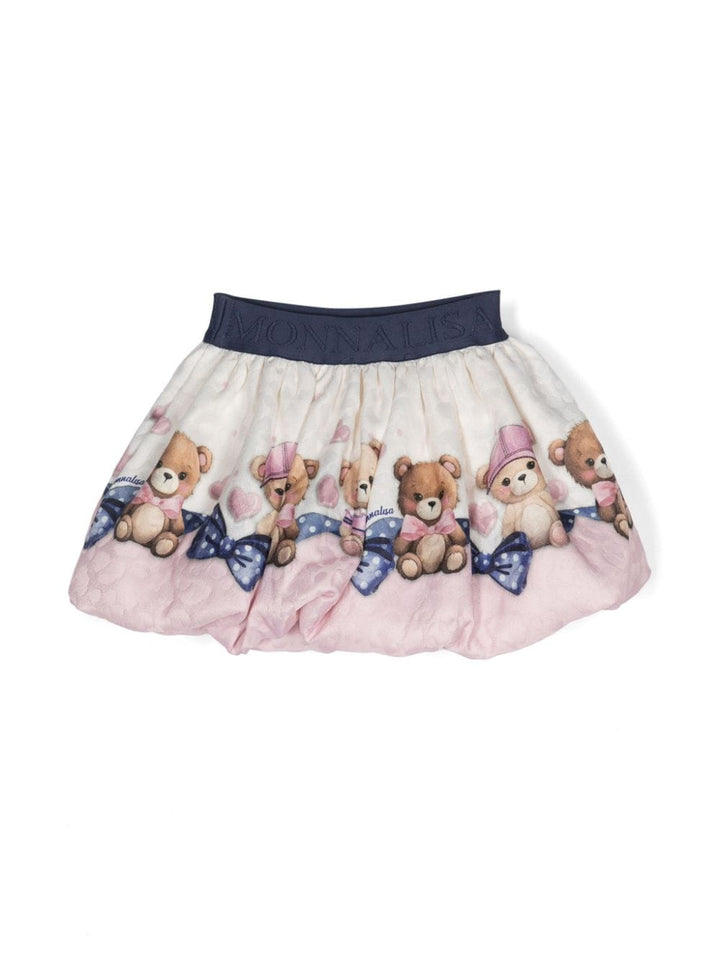 WHITE BABY GIRL SKIRT WITH TEDDY PRINT