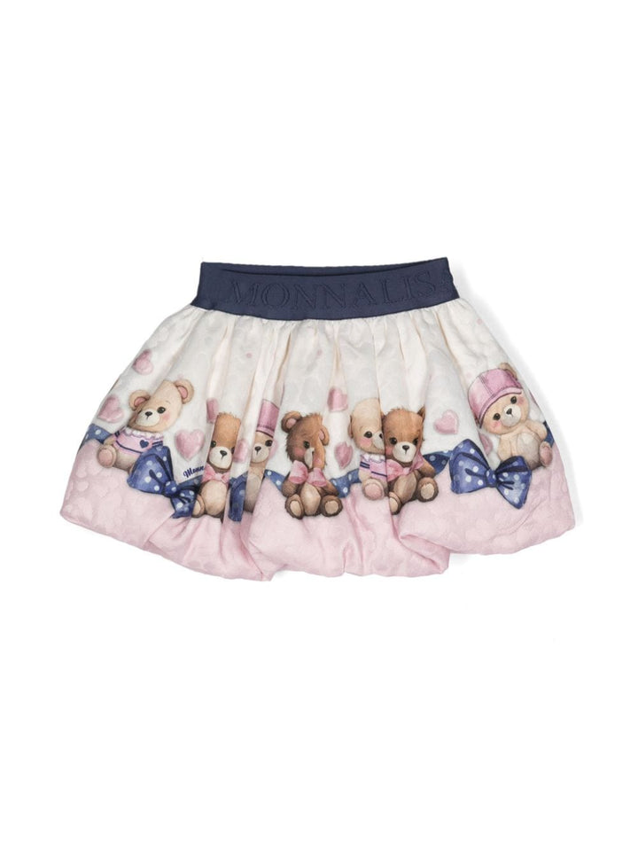 WHITE BABY GIRL SKIRT WITH TEDDY PRINT