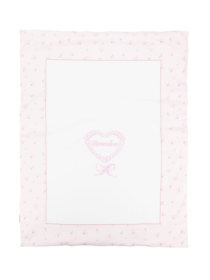 Coperta per neonata in cotone bianca e rosa