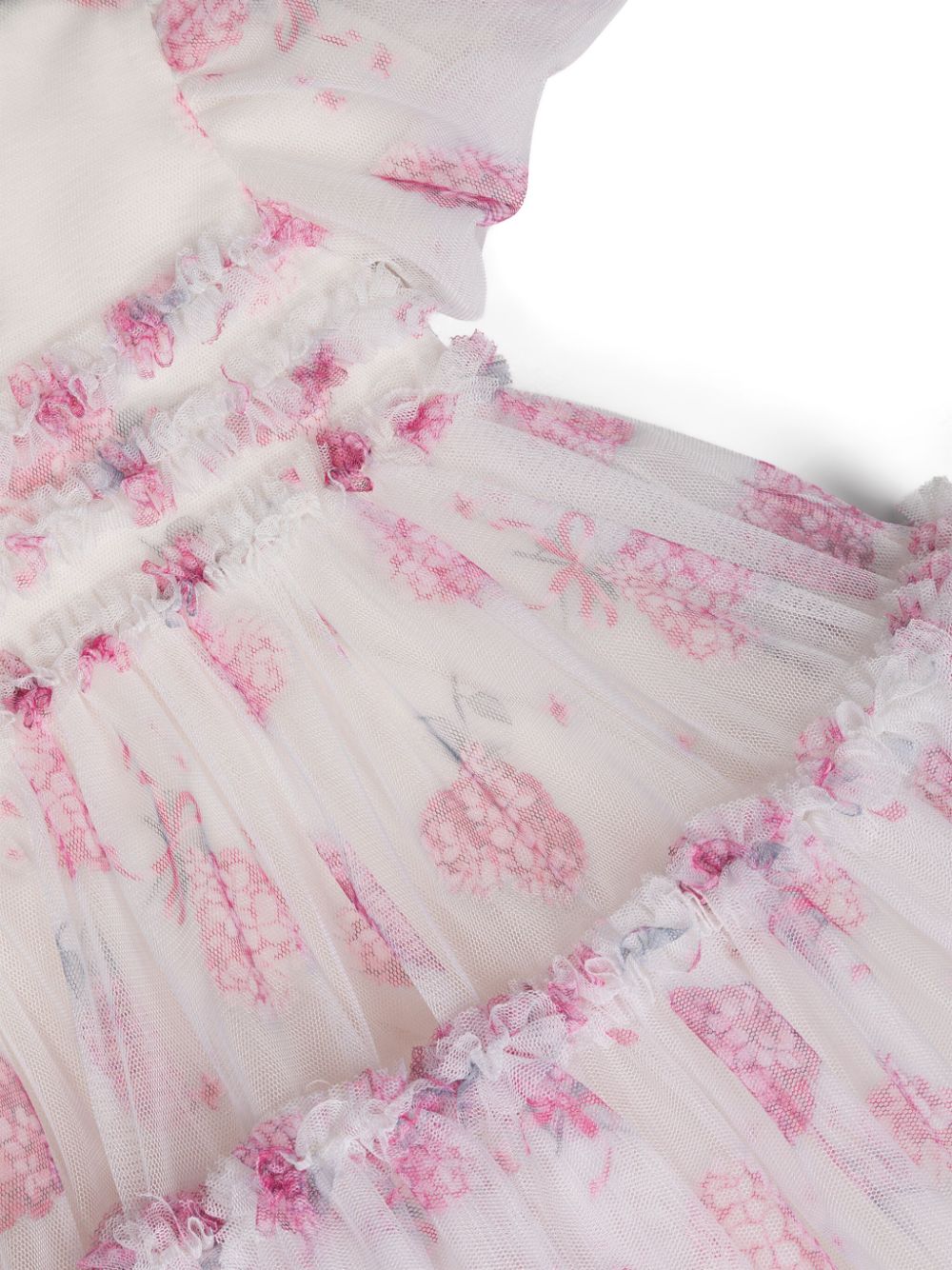 White/pink tulle dress for baby girl with print