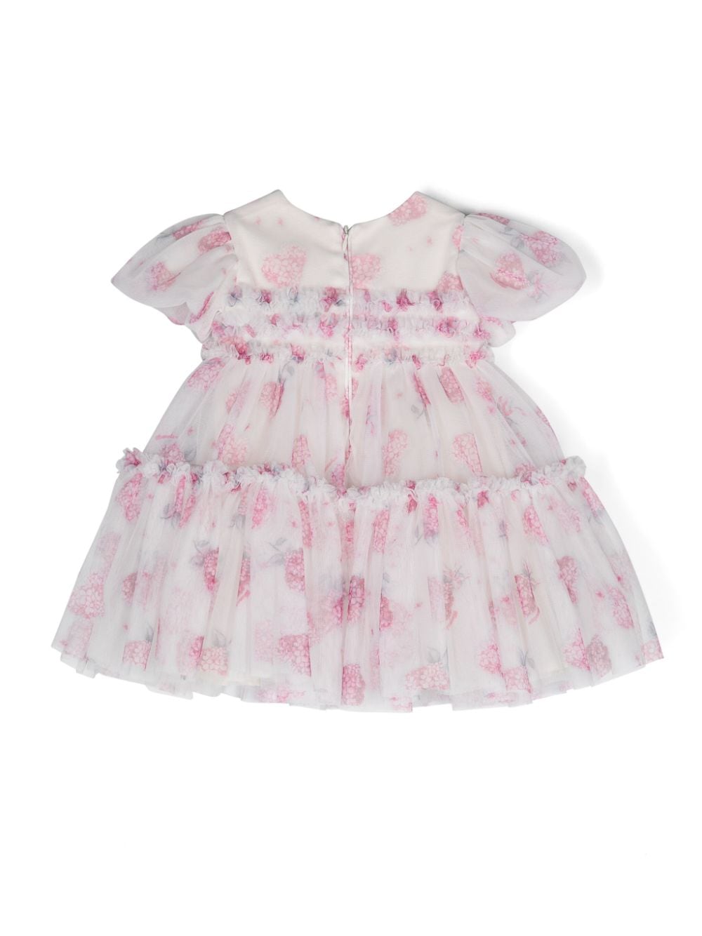 White/pink tulle dress for baby girl with print