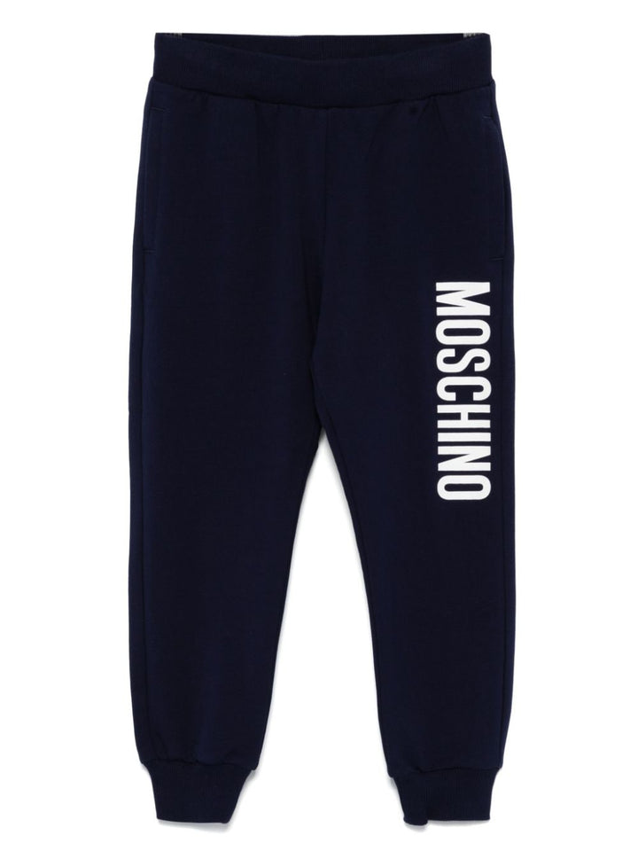 Pantalone blu navy per bambino con logo HUP086LDA21 40016 Moschino Kids 