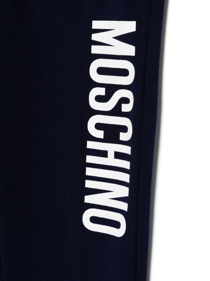 Pantalone blu navy per bambino con logo HUP086LDA21 40016 Moschino Kids 