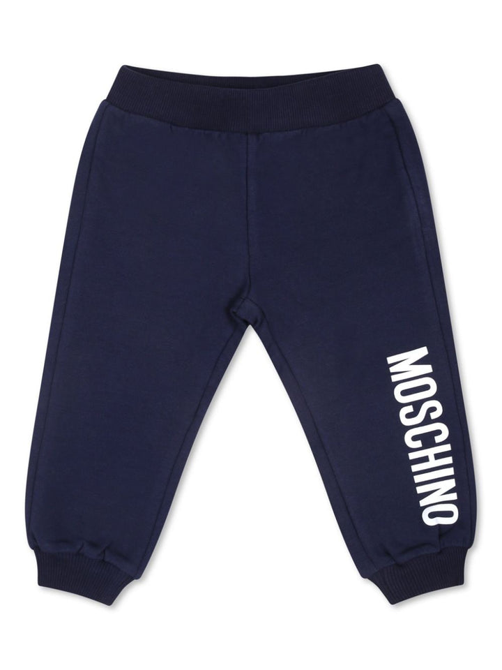 Pantalone per neonato in cotone blu navy MUP058LDA18 40016 Moschino Kids 