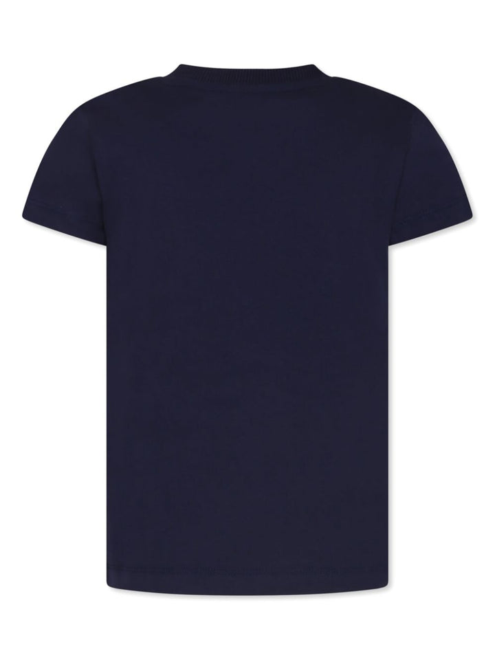 T-shirt unisex in cotone blu con stampa