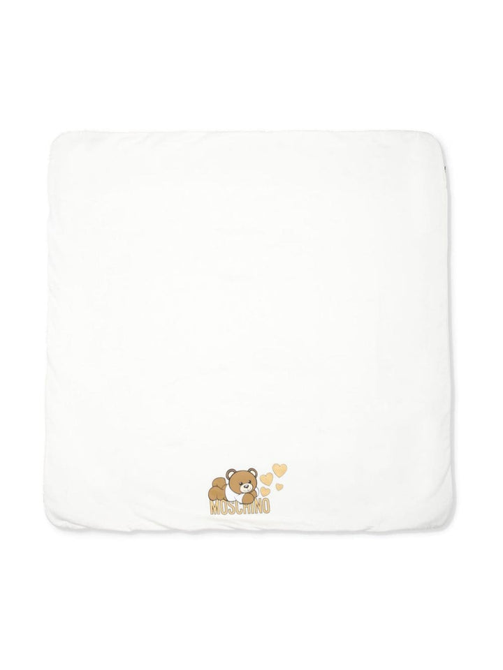 White baby blanket with logo