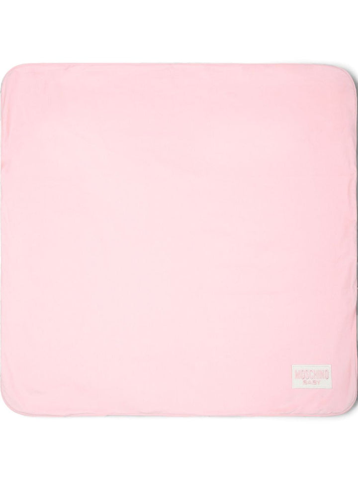 Pink baby blanket with logo