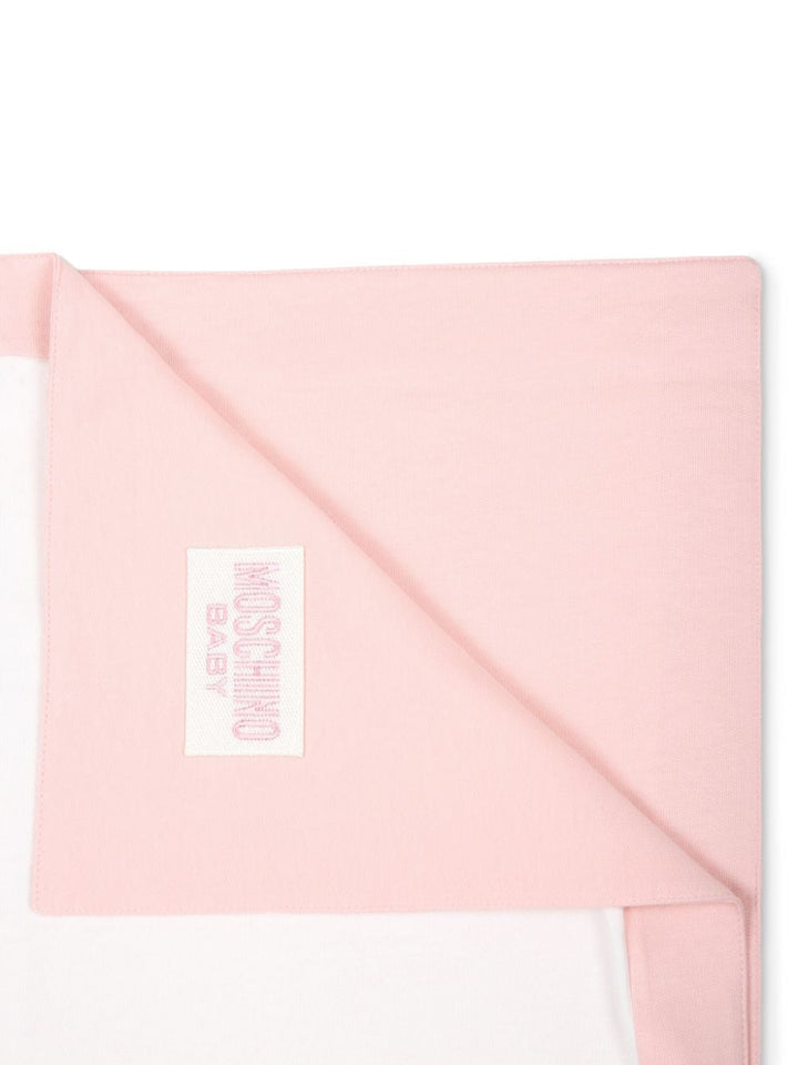 Coperta per neonata in cotone bianca e rosa