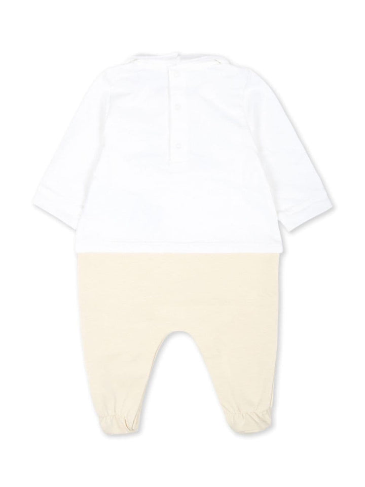 Tutina per neonato in cotone bianco e beige