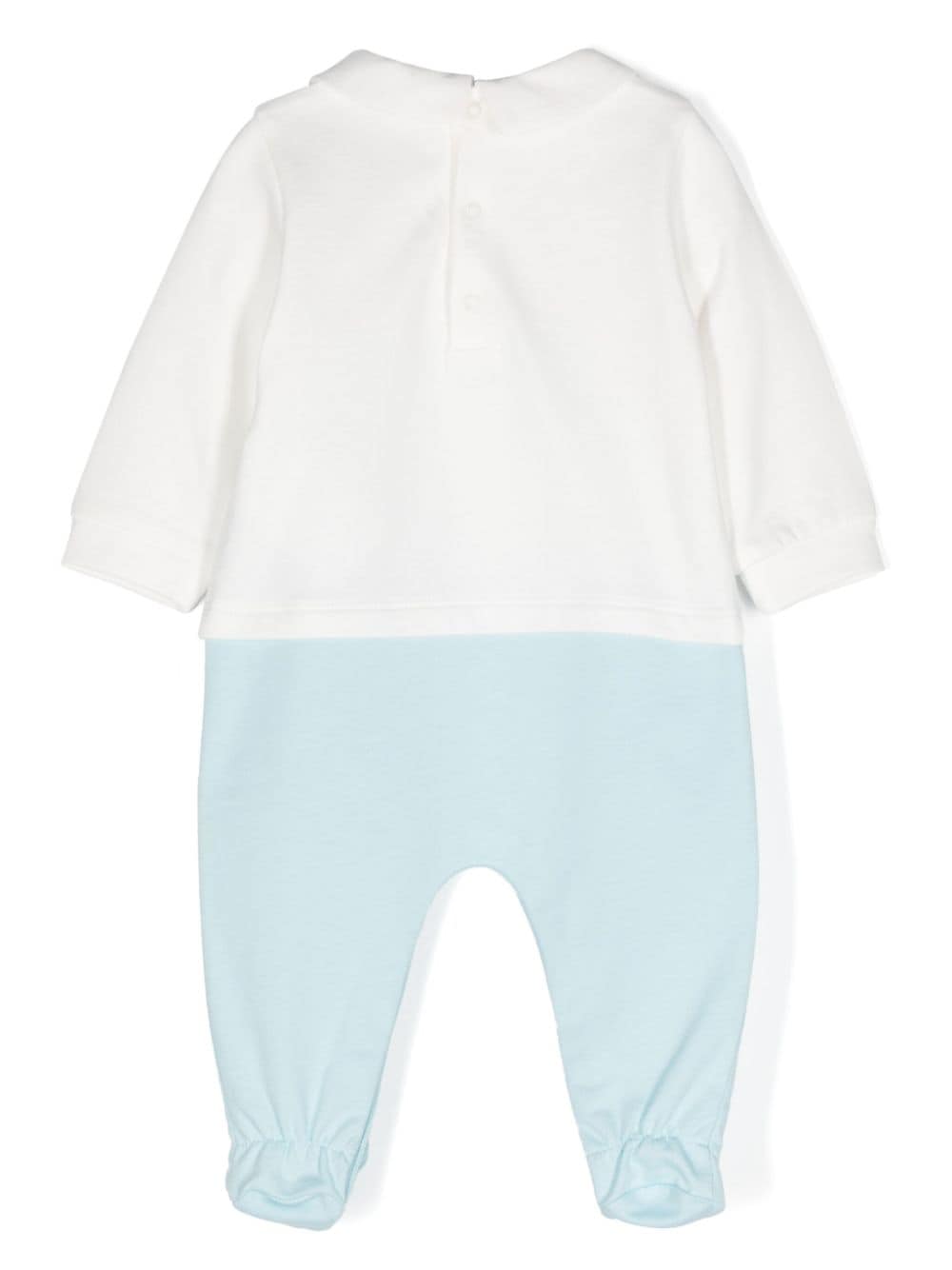 Baby blue and white cotton onesie