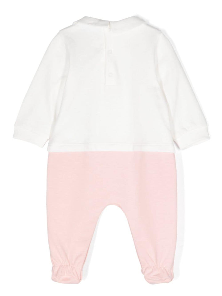 Tutina per neonata in cotone bianca e rosa