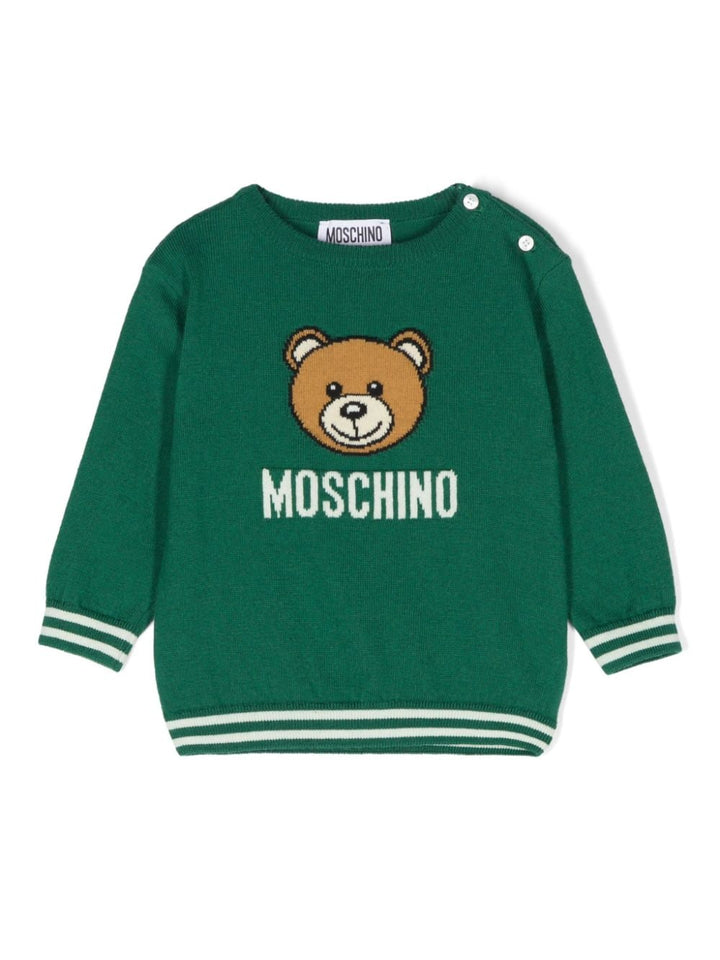 Maglione per neonato in misto cotone e lana verde