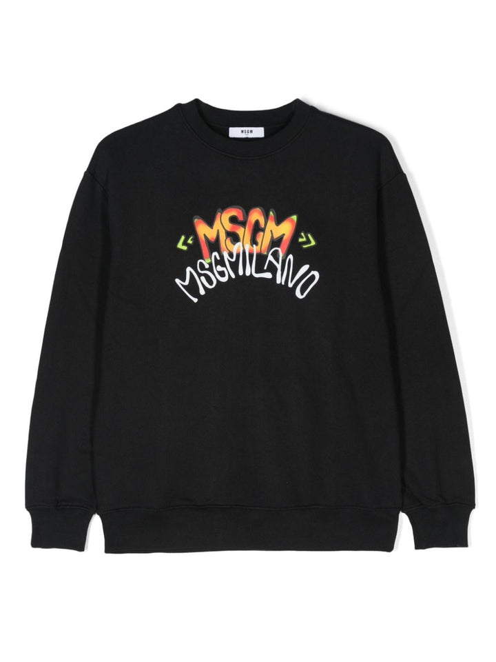 Black sweatshirt for boys with logo