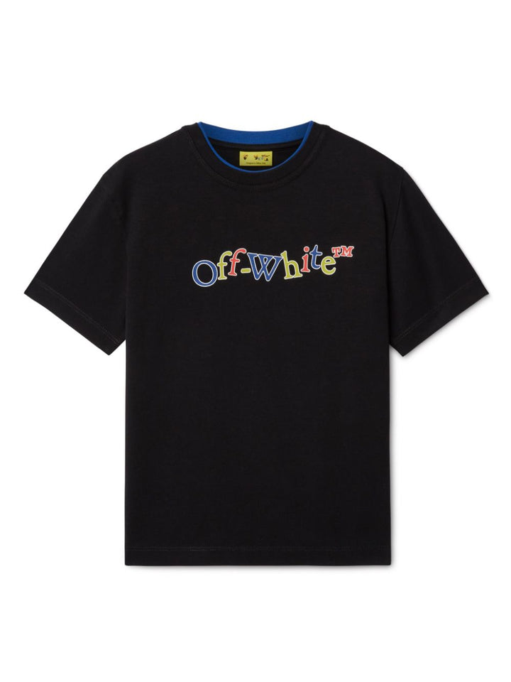 T-shirt per bambino in cotone nera OBAA012F24JER001 1014 Off White Kids 