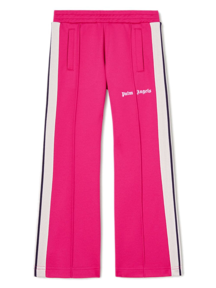 Fuchsia trousers for girls with logo