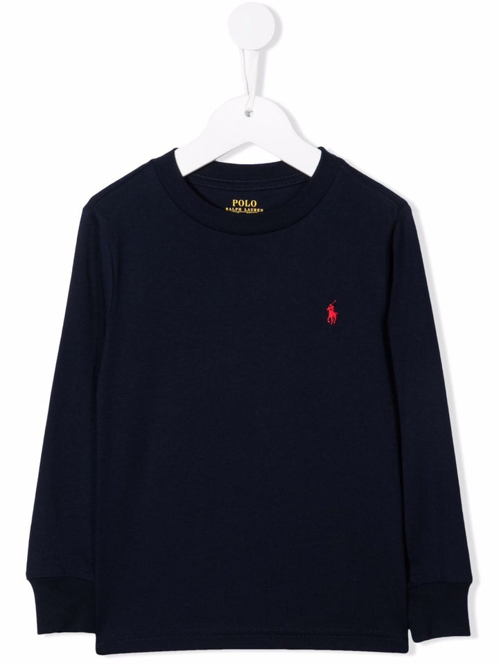 T-shirt per bambino in cotone blu navy 322843804 002 Ralph Lauren Kids 