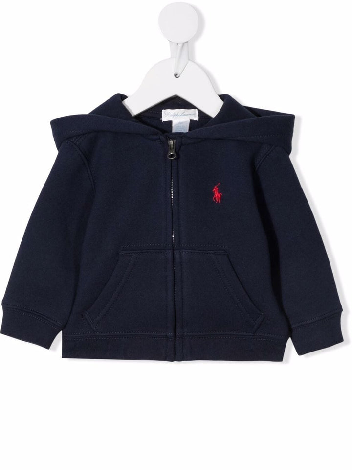 Navy blue sweatshirt for newborns with logo