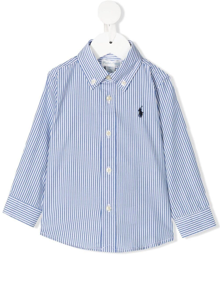 Baby boy's shirt in light blue and white cotton