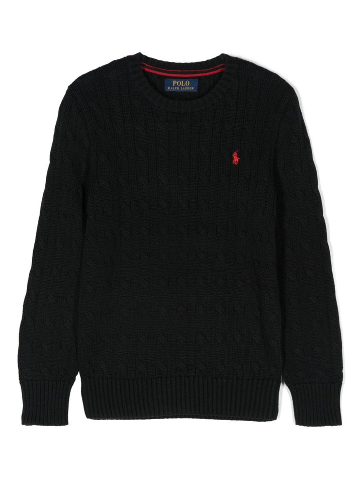 Black sweater for boys with logo