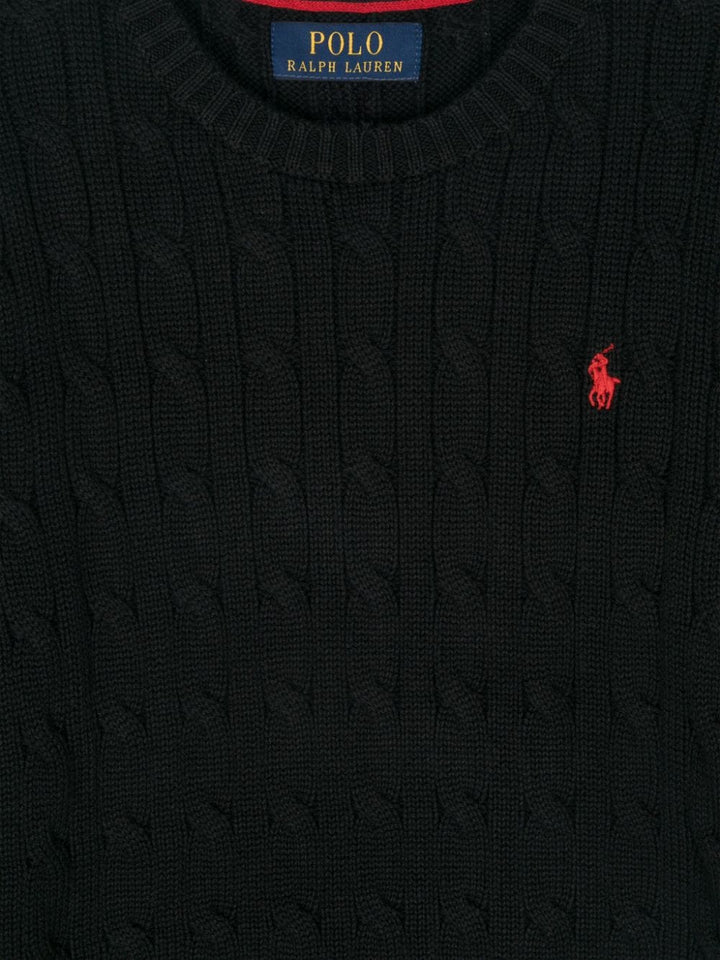 Maglione nero per bambino con logo