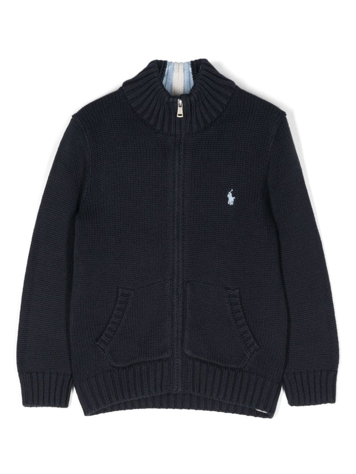 Cardigan blu navy per bambino con logo