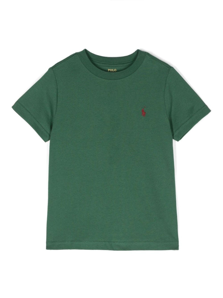 T-shirt verde per bambino con logo