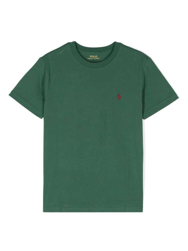 T-shirt verde per bambino con logo