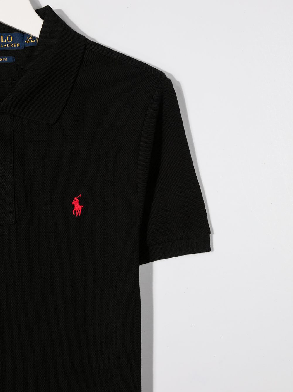 Black polo shirt for boys with logo