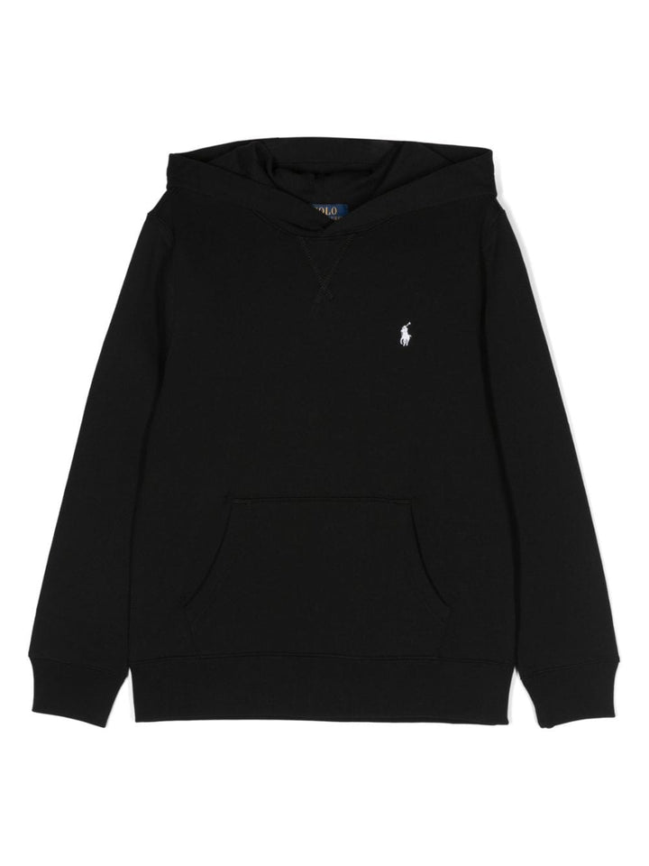 Black cotton blend sweatshirt for boys