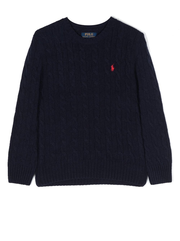 Maglione blu navy per bambino con logo