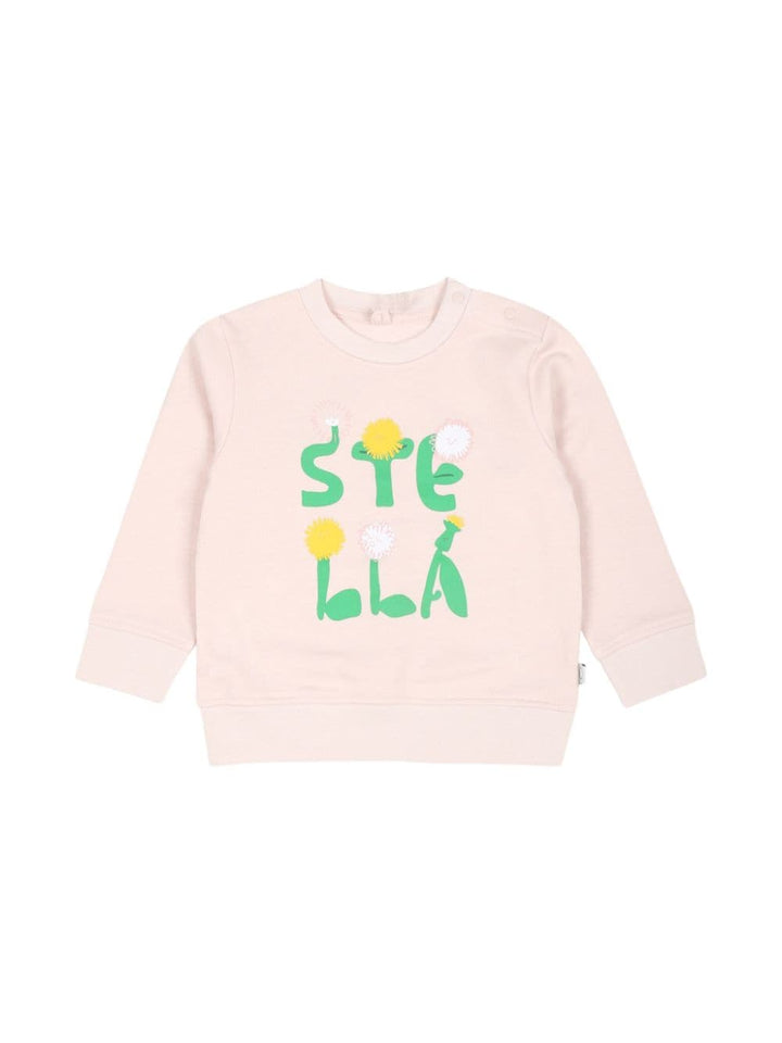 Pink sweatshirt for baby girls with logo