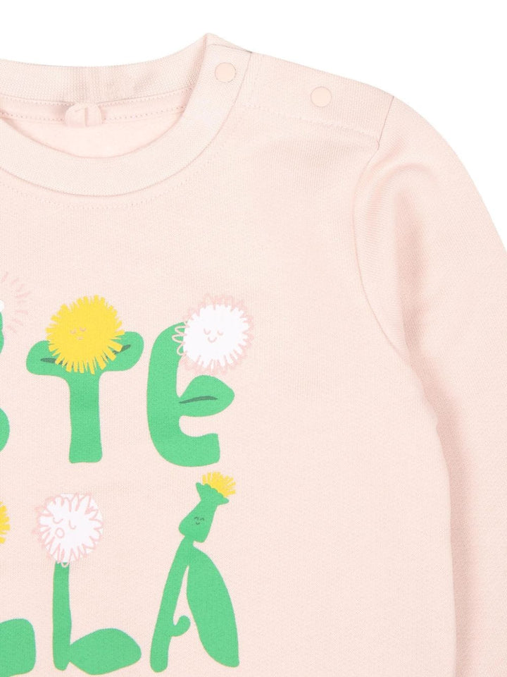 Pink sweatshirt for baby girls with logo