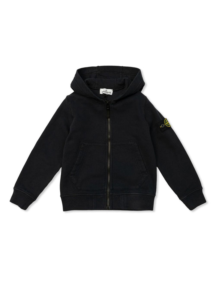 Felpa per bambino in cotone nera 811660720 V0020 Stone Island Kids 