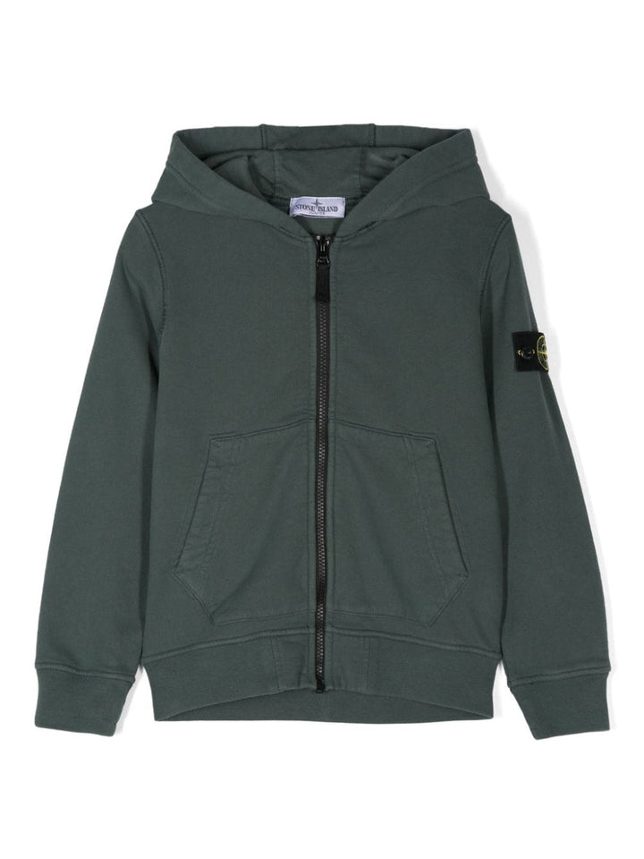 Felpa per bambino in cotone verde 811660720 V0057 Stone Island Kids 