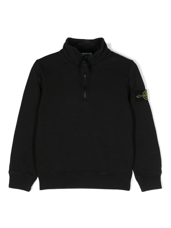 Felpa per bambino in cotone nero 811661020 V0029 Stone Island Kids 