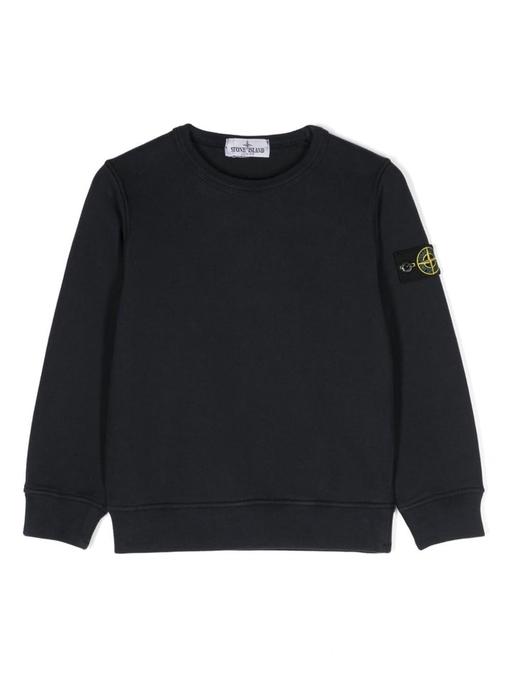 Felpa per bambino in cotone blu navy 811661320 V0020 Stone Island Kids 