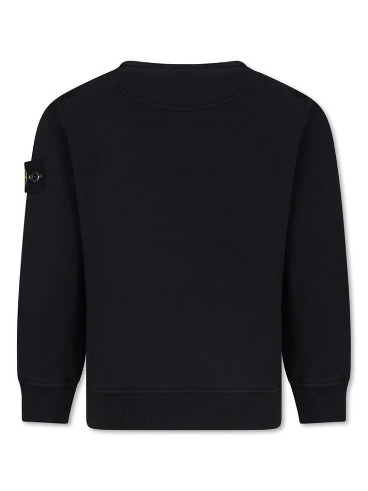 Felpa per bambino in cotone nera 811661320 V0029 Stone Island Kids 