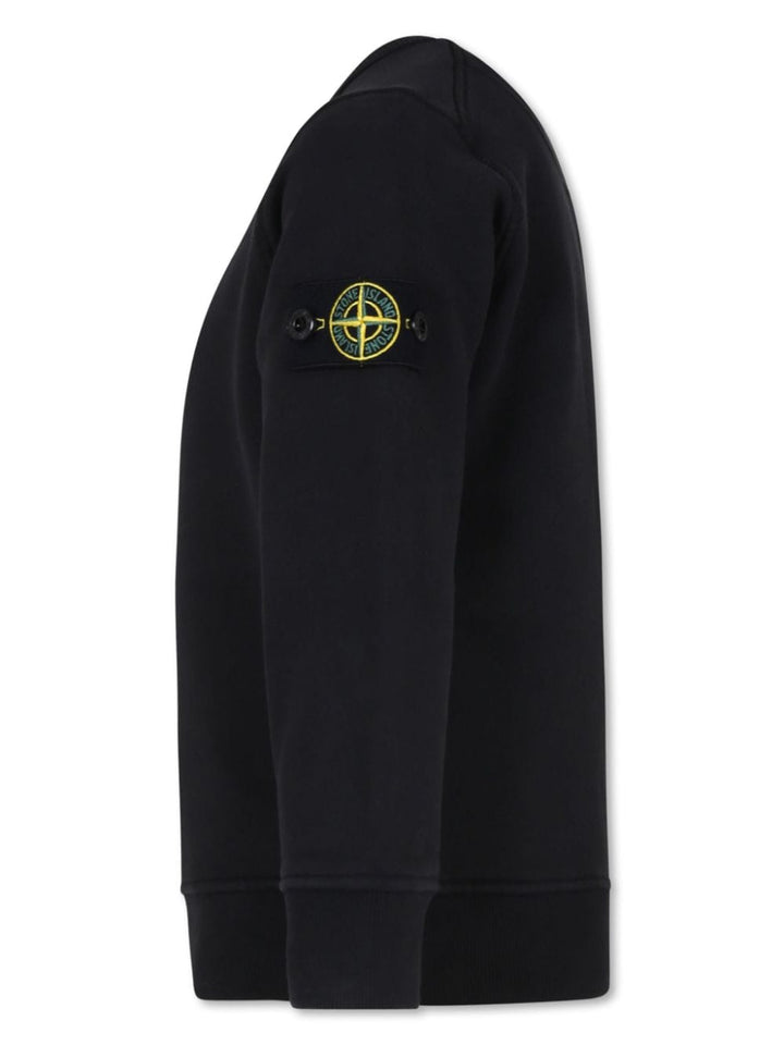 Felpa per bambino in cotone nera 811661320 V0029 Stone Island Kids 