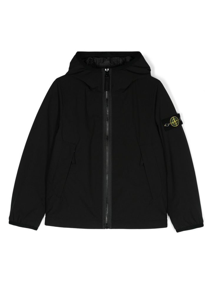 Waterproof jacket for children in black nylon