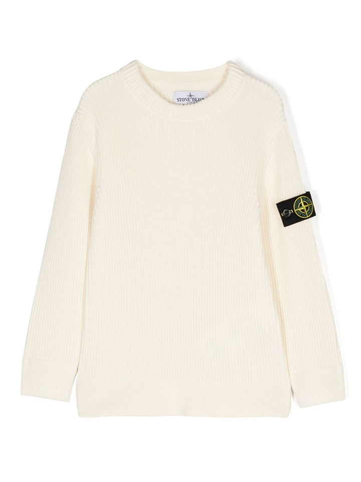 Ivory white wool sweater for children