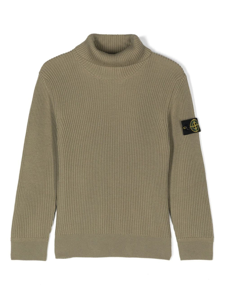 Green sweater for boys with logo