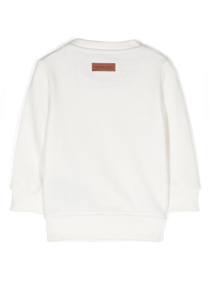 White sweatshirt for newborns with logo