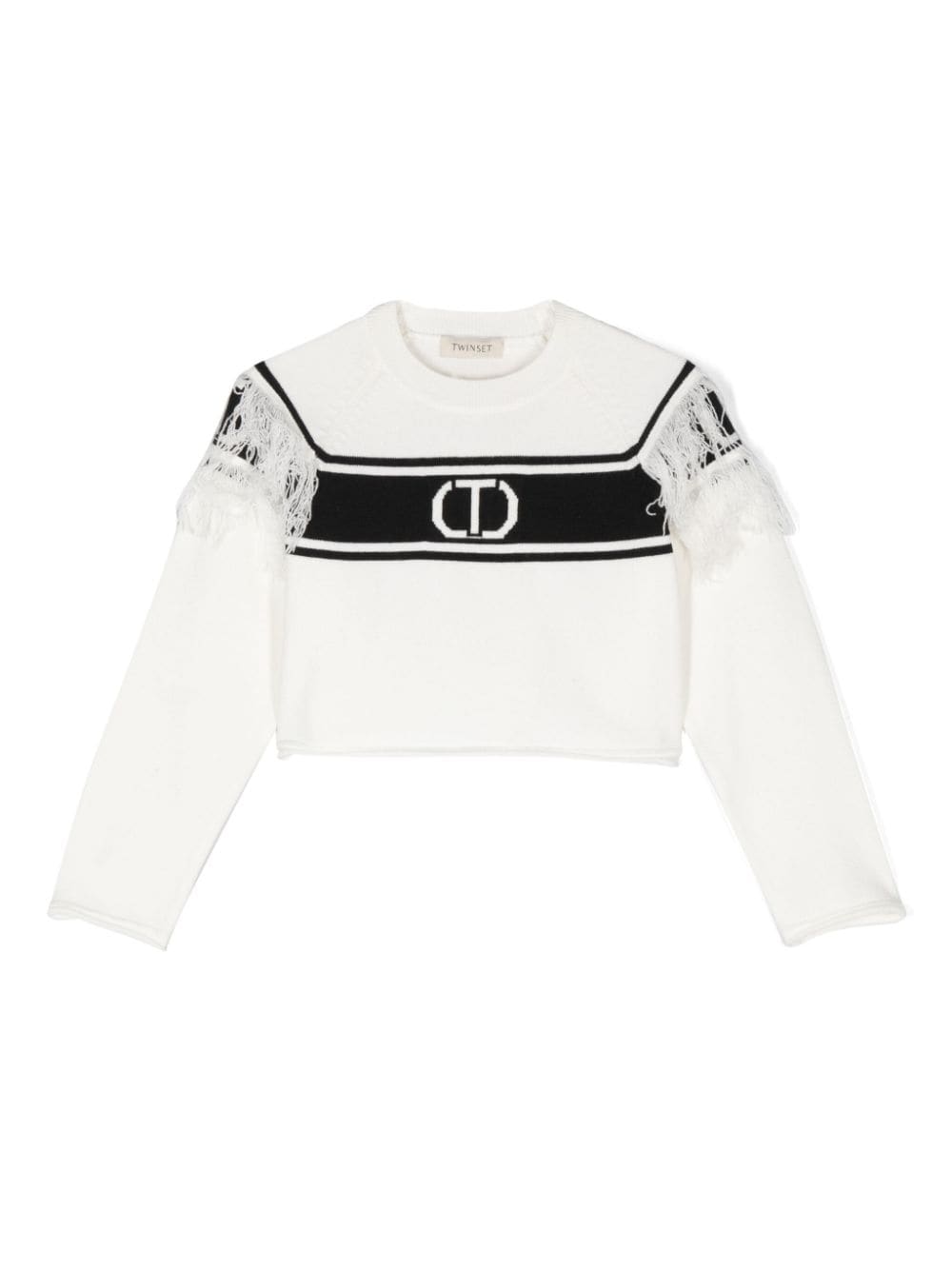 Maglione bianco per bambina con logo 242GJ3163 02722 Twin Set 