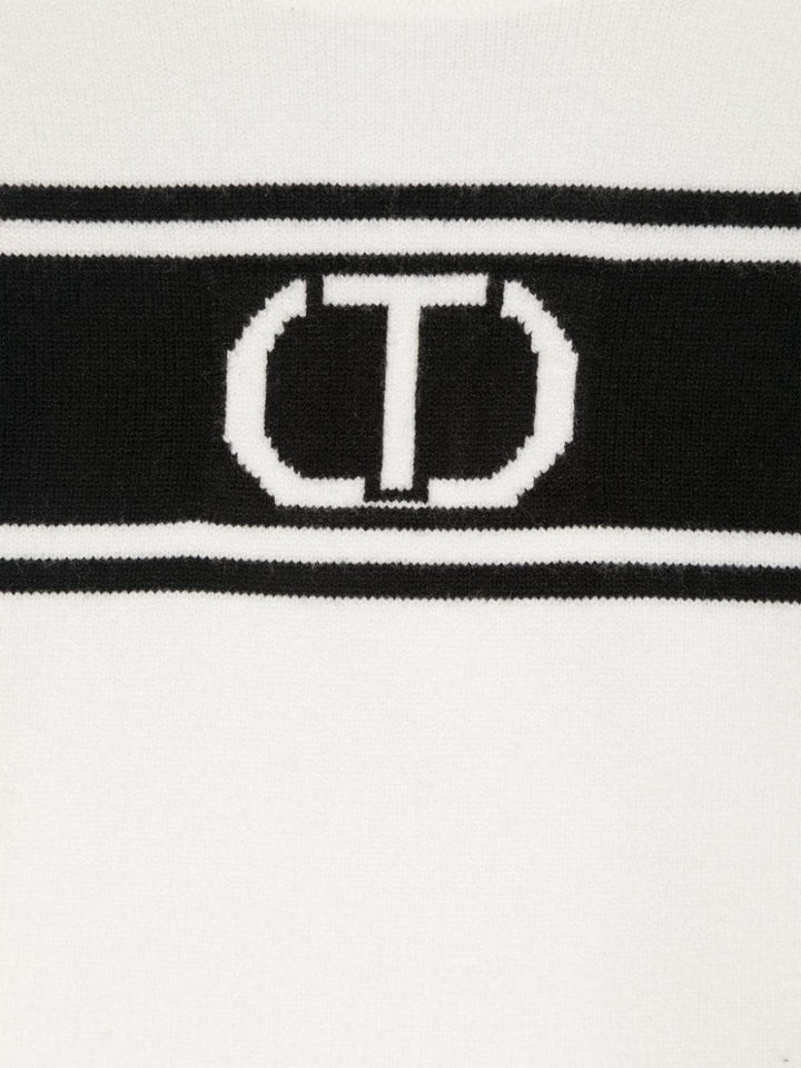 Maglione bianco per bambina con logo 242GJ3163 02722 Twin Set 
