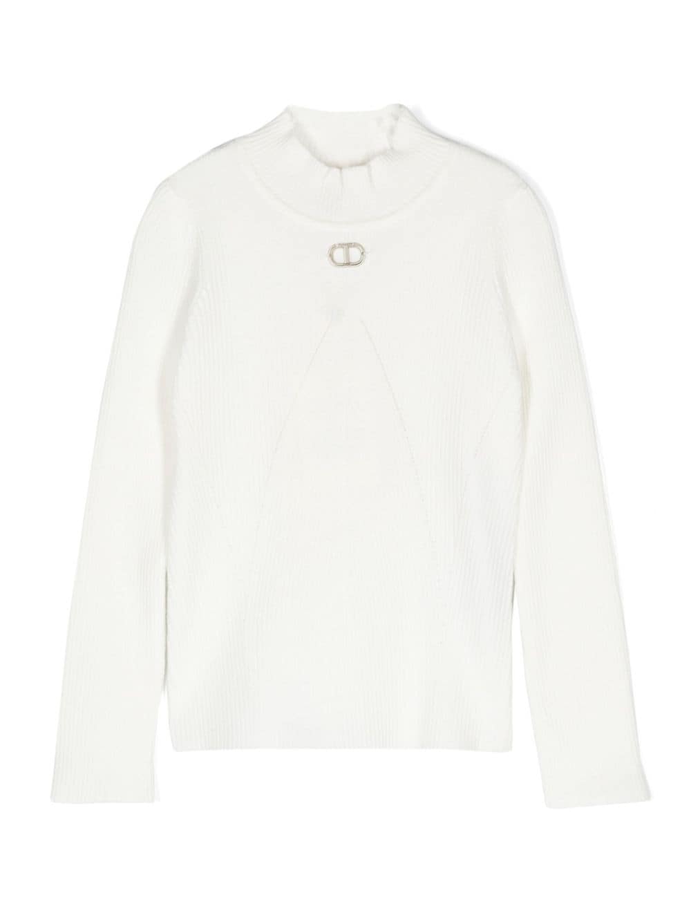 Maglione per bambina in cotone bianco 242GJ3190 00526 Twin Set 