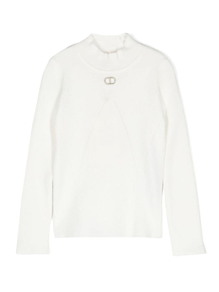 Maglione per bambina in cotone bianco 242GJ3190 00526 Twin Set 