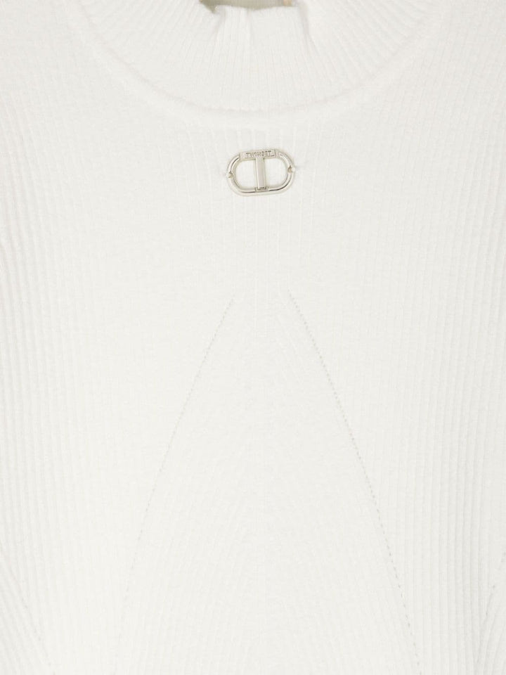 Maglione per bambina in cotone bianco 242GJ3190 00526 Twin Set 