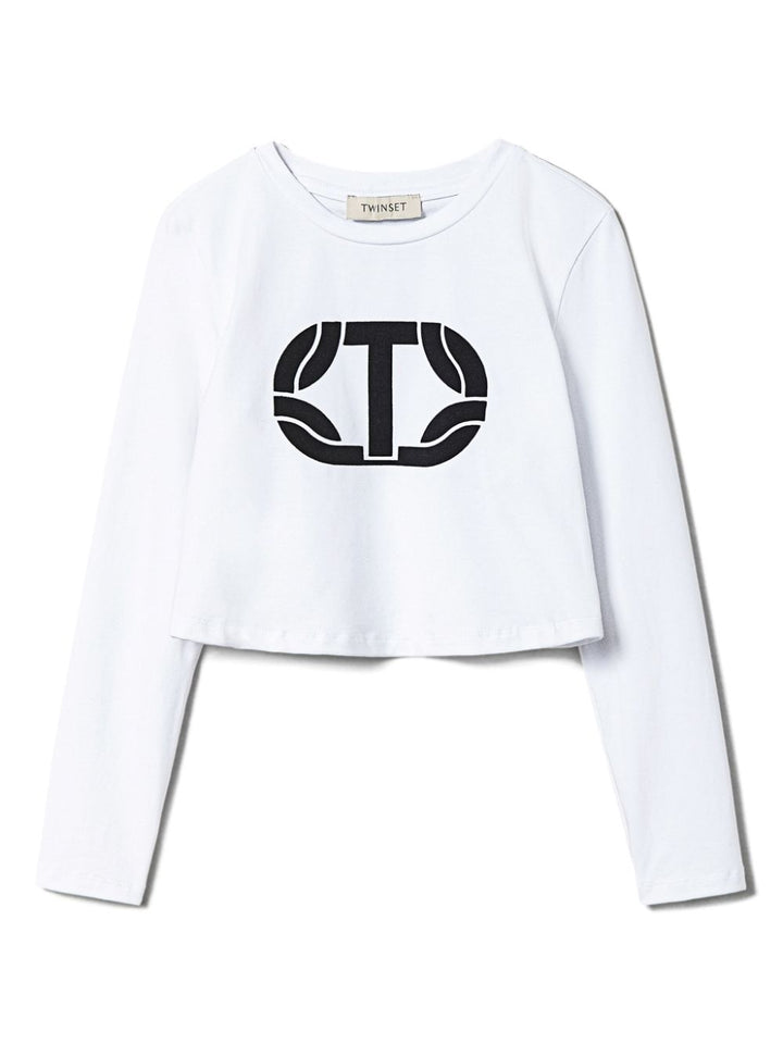 T-shirt bianca per bambina con logo